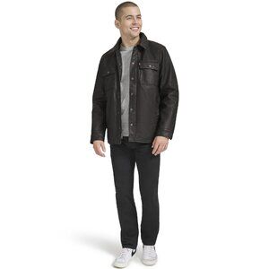 Levi’s Faux Leather Sherpa Trucker Jacket in Dark Brown - sz Medium